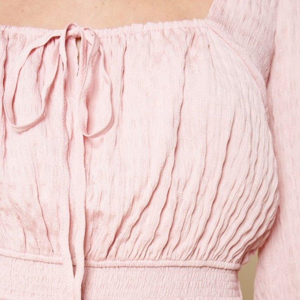 Pink Smocked baby doll crop top - Picture 9 of 10